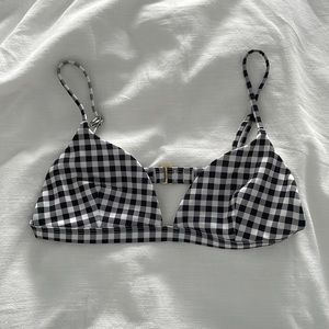 Never worn black and white plaid bikini top